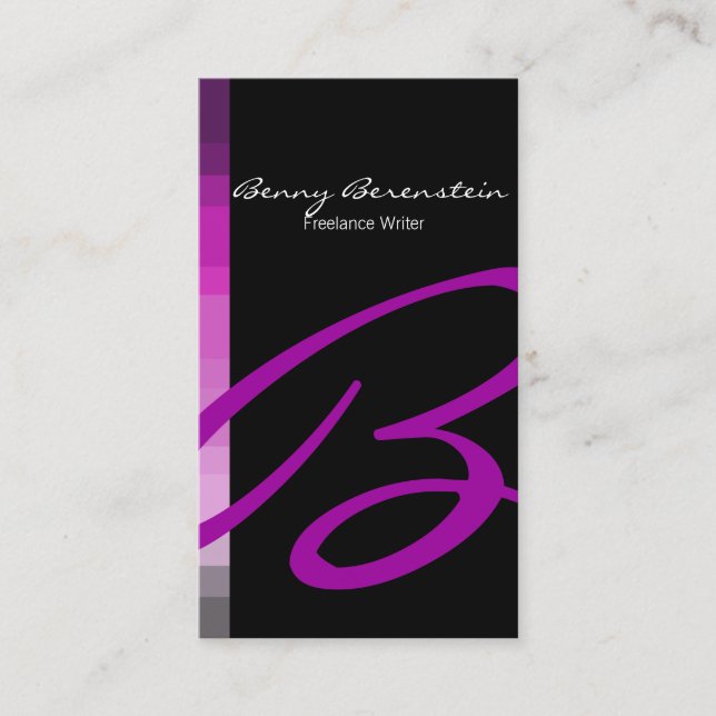 Colour On The Side Monogram Fuschia Business Card (Front)