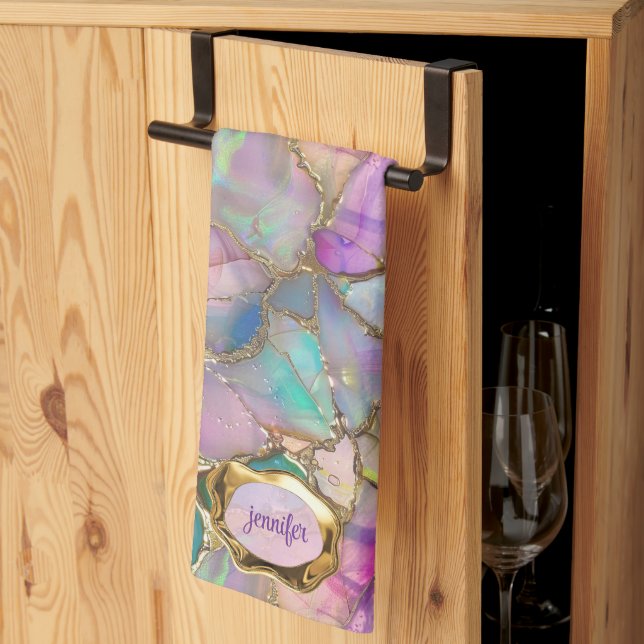 Colour Opal and Liquid Gold Kitchen Towel (Thirds Fold)