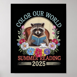 Colour Our World Raccoon Summer Reading 2025 Poster