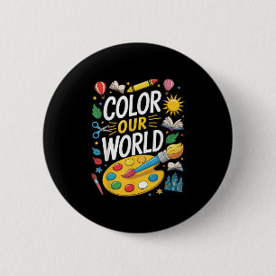 Colour Our World Summer Reading 2025 Art Painting 2 Inch Round Button