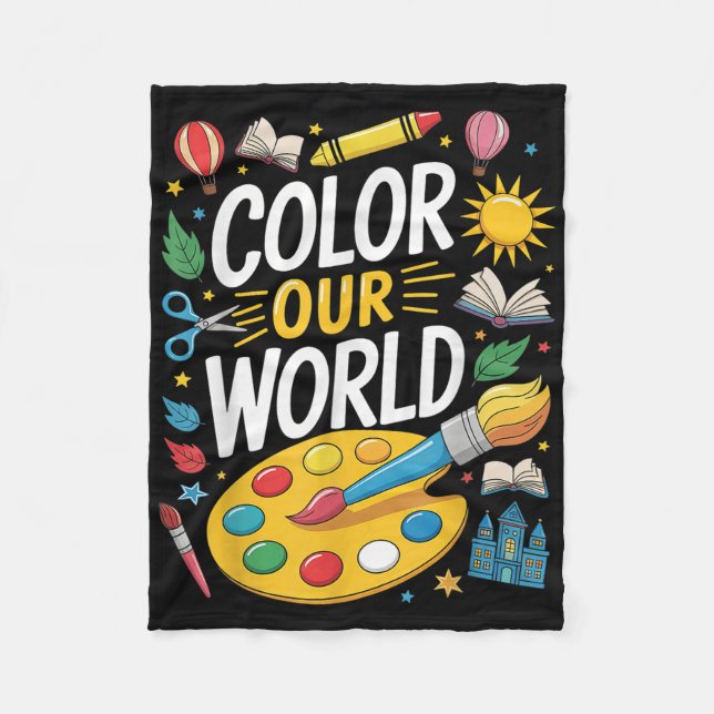 Colour Our World Summer Reading 2025 Art Painting  Fleece Blanket (Front)