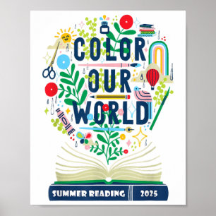 Colour Our World Summer Reading 2025 Boho Wildflow Poster