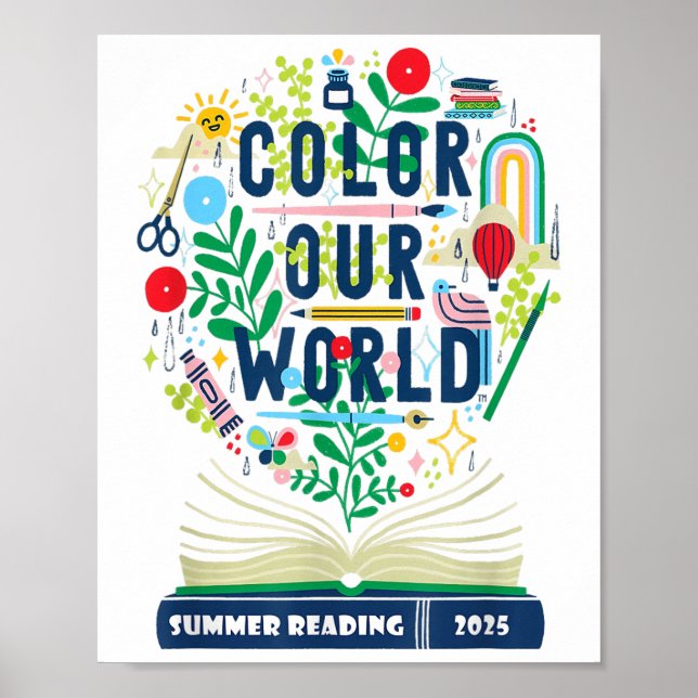 Colour Our World Summer Reading 2025 Boho Wildflow Poster (Front)