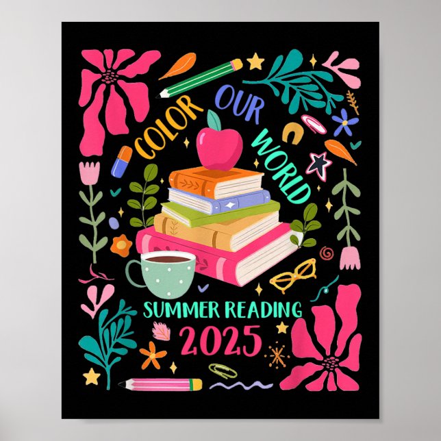 Colour Our World Summer Reading 2025 Boho Wildflow Poster (Front)