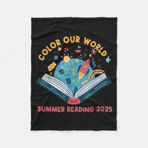 Colour Our World Summer Reading 2025 Cute Book Ear Fleece Blanket