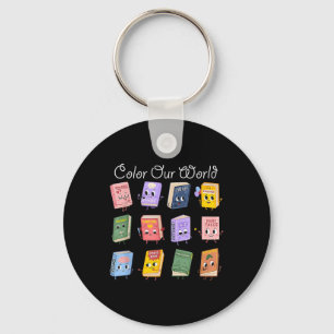 Colour Our World Summer Reading 2025 Librarian Tea Keychain