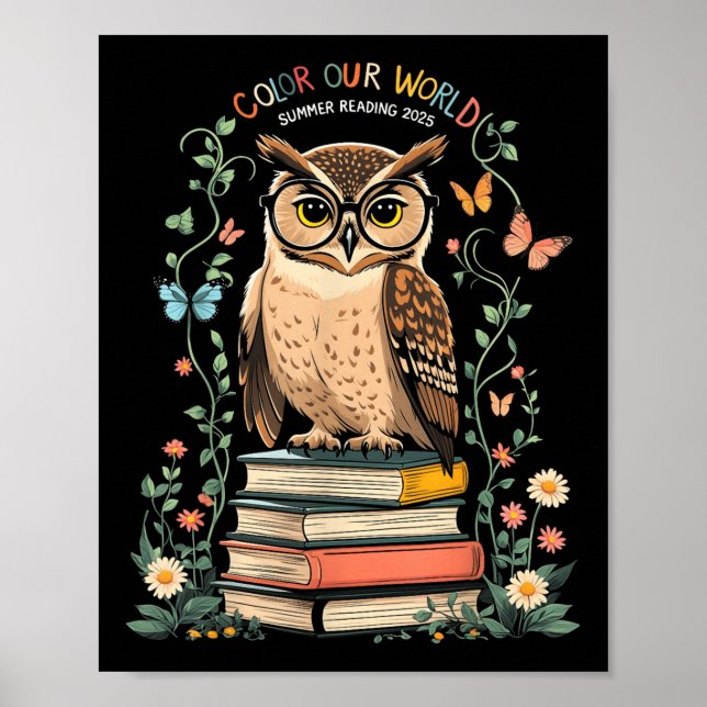 Colour Our World Summer Reading Program 2025 Owl  Poster (Front)