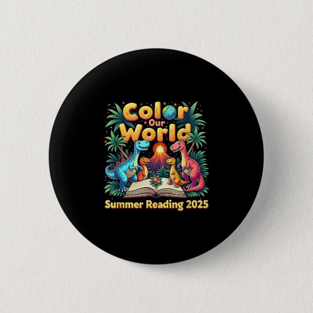 Colour Our World Summer Reading Program Rainbow 20 2 Inch Round Button (Front)