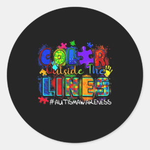 Colour Outside The Lines Autism Awareness 1 Classic Round Sticker