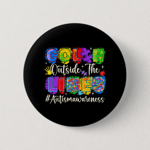 Colour Outside The Lines Autism Awareness Autistic 2 Inch Round Button