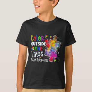 Colour Outside The Lines Autism Awareness Christma T-Shirt
