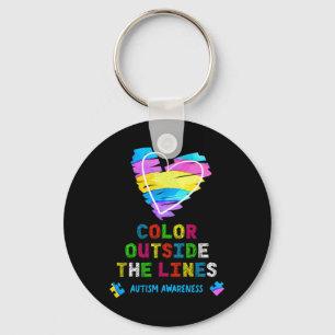 Colour Outside The Lines Autism Awareness Keychain