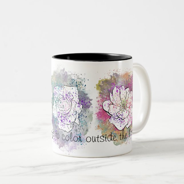 Colour Outside the Lines Flower Watercolor Mug (Front Right)