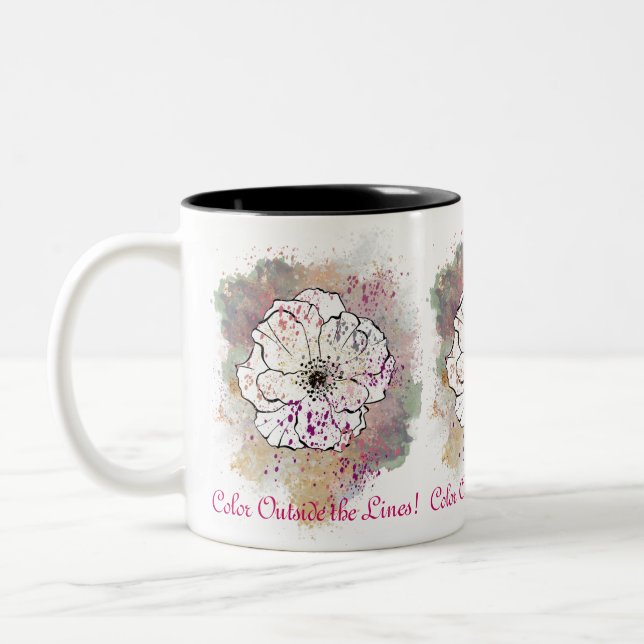 Colour Outside the Lines Flower Watercolor Mug (Left)