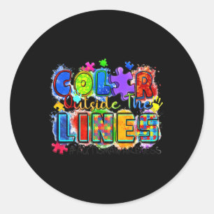 Colour Outside The Lines World Autism Awareness Da Classic Round Sticker