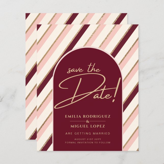 Colour Palette Burgundy Pink Gold Wedding (Front/Back)