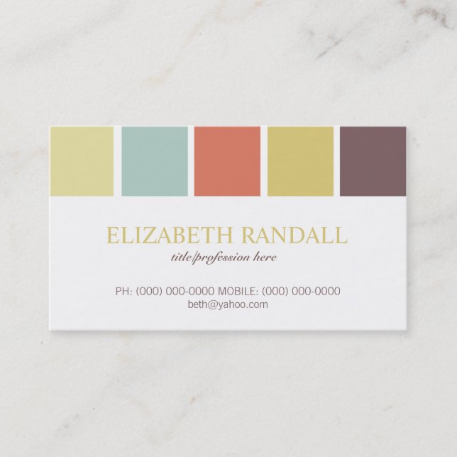 Colour Palette Business Card/Calling Cards (Front)