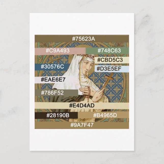 Colour Palette for St. Catherine of Siena (BK 19)  Postcard (Front)
