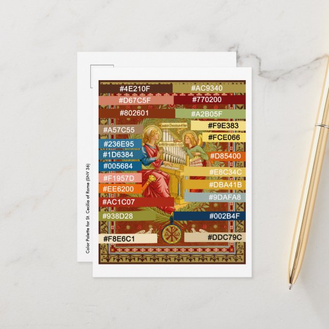 Colour Palette for St. Cecilia of Rome (SNV 36) Po Postcard (Front/Back In Situ)