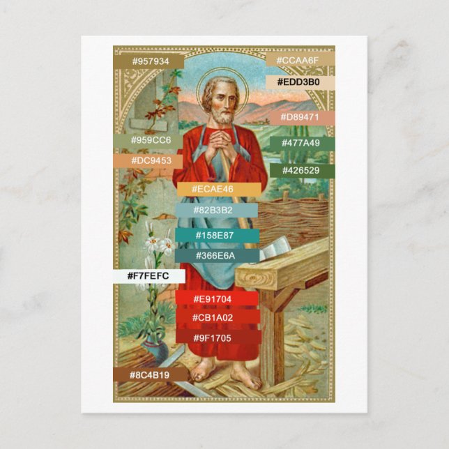 Colour Palette for St. Joseph the Worker (BK 31) Postcard (Front)