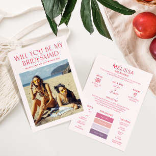 Colour Palette Photo Be My Bridesmaid Proposal Car Invitation