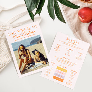 Colour Palette Photo Be My Bridesmaid Proposal Car Invitation