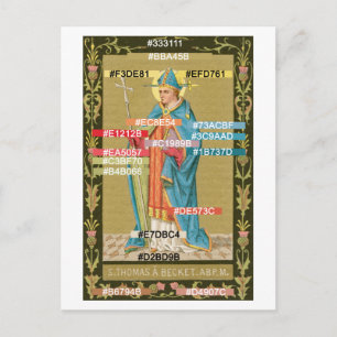 Colour Palette-St Thomas Becket-Sword in Mitre Postcard