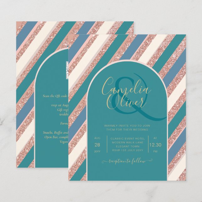Colour Palette Teal Champagne Rose Gold Weddong (Front/Back)