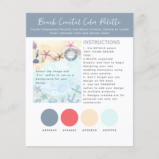 Colour Palette Template for Beach Coastal by LeahG Flyer (Front)