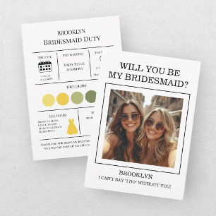 Colour Pallet Will You Be My Bridesmaid Proposal Invitation
