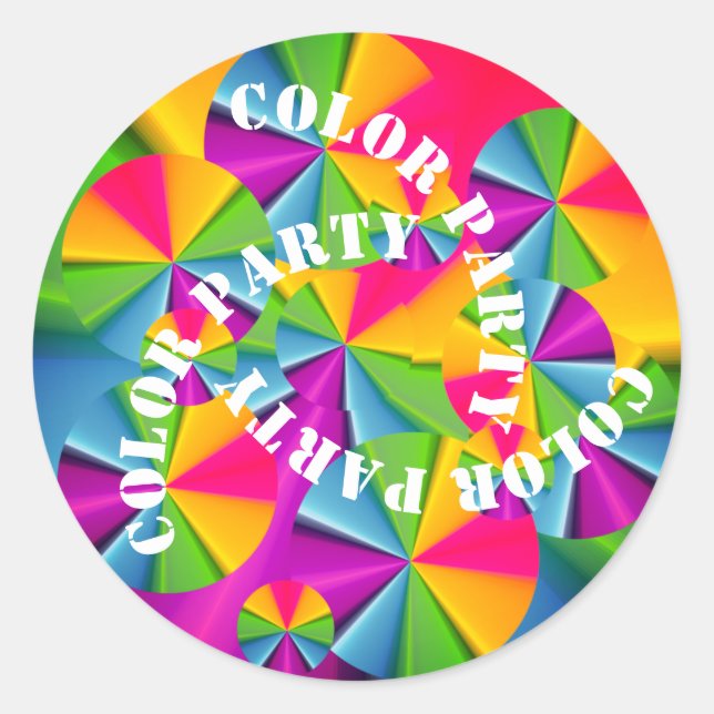 colour party classic round sticker (Front)