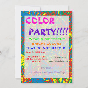 Colour Party Hot Mess Invitation Multicolor Blast