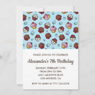 Colour party invitations 7th birthday boy blue kid