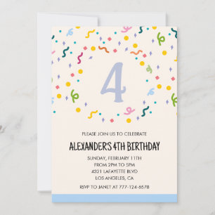 Colour party invitations confetti kids primary