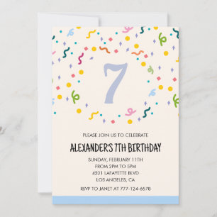 Colour party invitations confetti kids primary