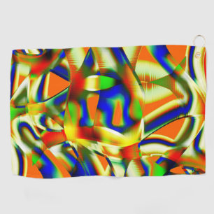 Colour patches on curved beige strips golf towel