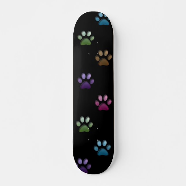 colour paw prints skateboard (Front)