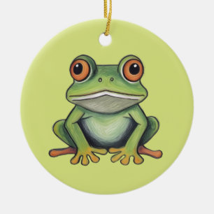 Colour Pencil Drawing Frog Ceramic Ornament