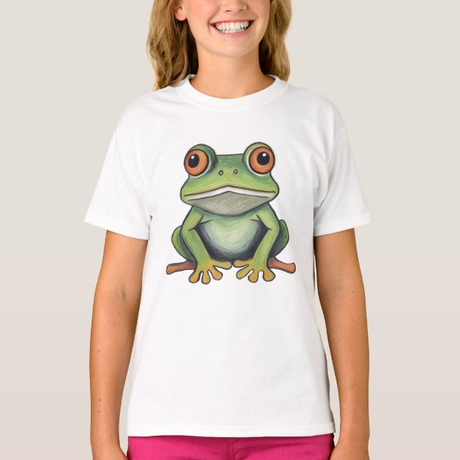 Colour Pencil Drawing Frog T-Shirt (Front)