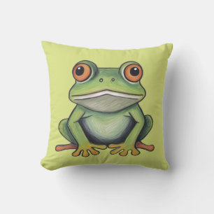 Colour Pencil Drawing Frog Throw Pillow