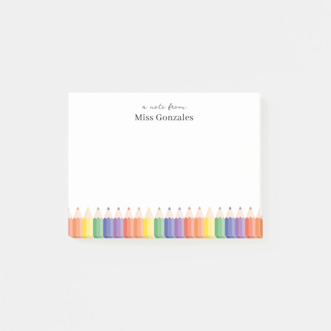 Colour Pencil Personalized Teacher  Post-it Notes (Front)