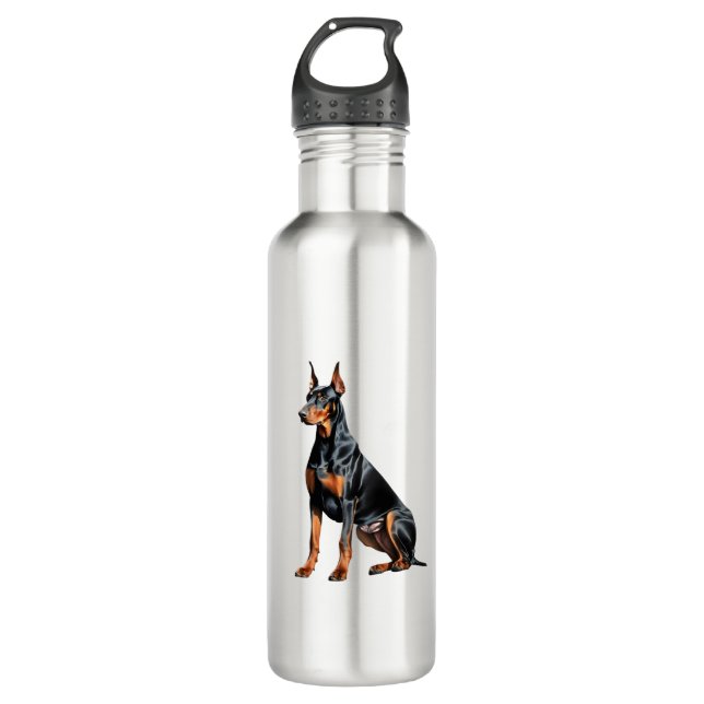 Colour pencil sketch of a Doberman Pinscher.  Esse 710 Ml Water Bottle (Front)