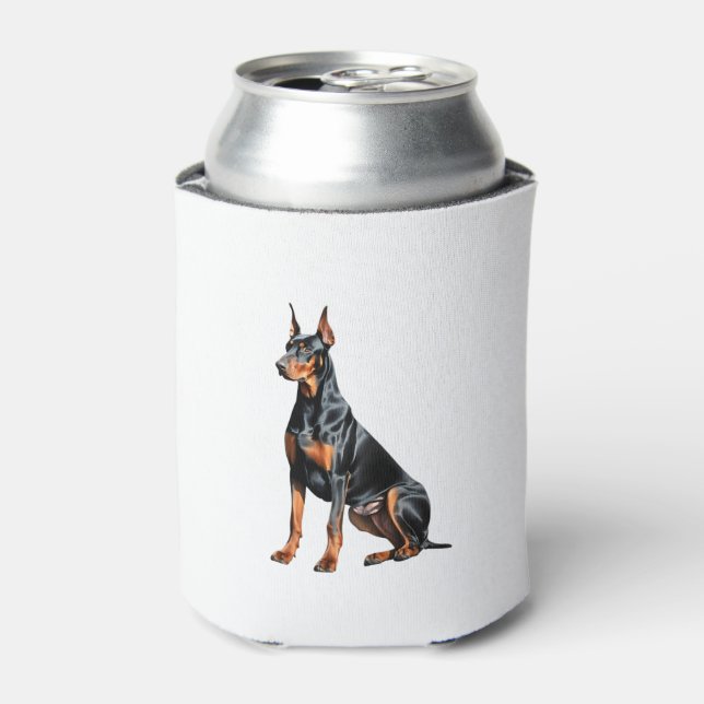 Colour pencil sketch of a Doberman Pinscher.  Esse Can Cooler (Can Front)
