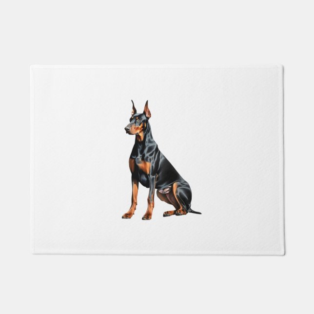 Colour pencil sketch of a Doberman Pinscher.  Esse Doormat (Front)