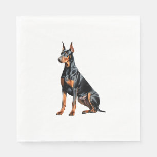 Colour pencil sketch of a Doberman Pinscher.  Esse Napkin