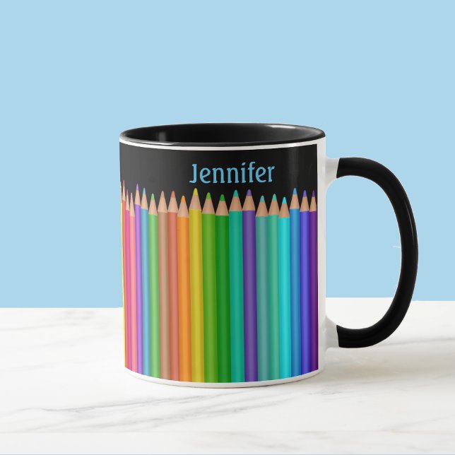 Colour Pencils 2 Text Areas Personalize Name Phras Mug (Creator Uploaded)