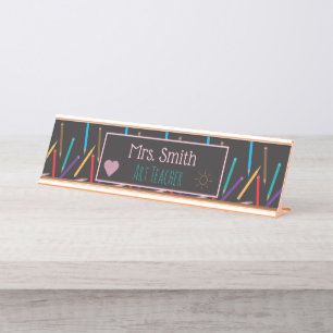 Colour Pencils Art Teacher Personalized Name Plate