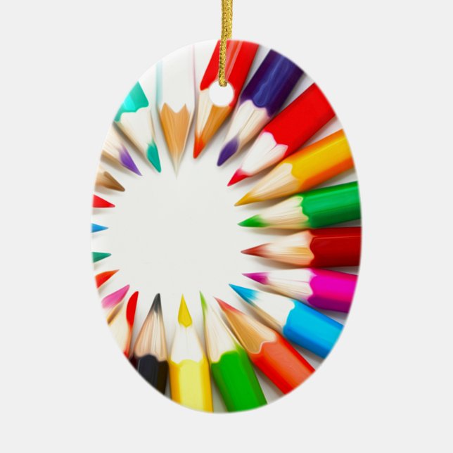 Colour Pencils Ceramic Ornament (Front)