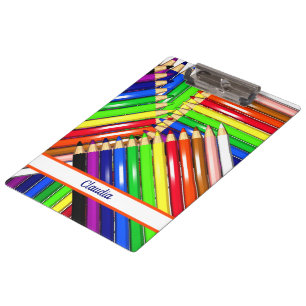 colour pencils clipboard