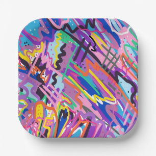 Colour Play Abstract Print Paper Plate